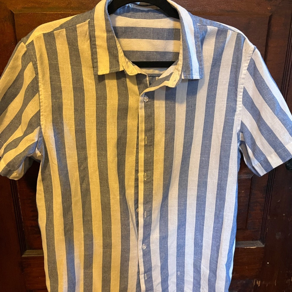 Striped Blue and White Men's Shirt